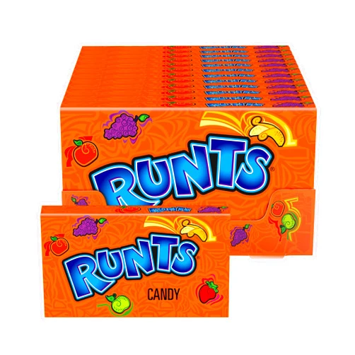 Wonka Runts Hard, Chewy & Fruity Candy, 5 Ounce Theater Candy Boxes (Pack of 12)