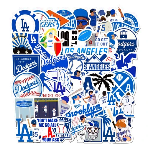 BIFPAST Basketball Shoe Stickers 50 PCS Cool Basketball Shoe Stickers Stylish Vinyl Stickers for Luggage Car Laptop Skateboard Keyboard Personalize Decal Stickers (Dodger-LA-50PCS)