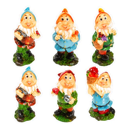 Juvale 4 Inch Miniature Garden Gnomes for Fairy Garden, Resin Figurines for Yard, Patio, Outdoor Decorations (Set of 6)