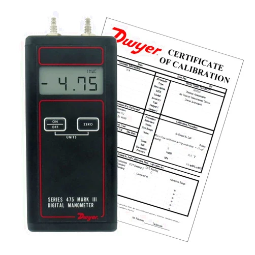 DWYER 475-5-FM-NIST Digital Manometer + NIST Certificate. 0-20.00 psi (1.379 bar). Pos, Neg, Diff Pressure. Air- and NG-Compatible. FM-Approved. Fresh NIST Valid 1 Year. Lead Time 2-3 Weeks.