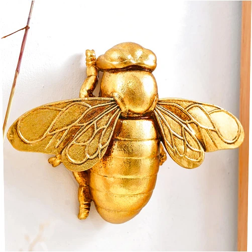 Semeid Large Gold Bee Wall Sculpture Insect Home Decor – Vintage 3D Resin Bumble Bee Art Hanging Wall Mounted, Handmade Bug Animal Statue for Living Room Bedroom Decoration (Metallic Gold)