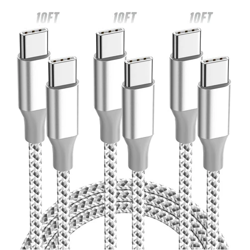 KYEHD USB C Cable,3 Pack 10FT 60W USB C to USB C Cable Nylon Braided Type C Fast Charging Cord,USB C Charger Cable Compatible iPhone 16/16 Pro/15/15 Pro/Plus/iPad/MacBook and More