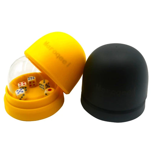 Meroqeel Dice Cup with 5 Dice Transparent Plastic Cover, Shaking Dice Roller Cup Set