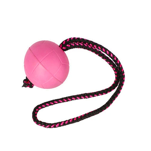 Dingo Waldemar Rutkowski Dingo BIBI Ball for Dog Training, Floating, Retrieving Toy for Dog, Soft Rubber and Rope Handle, Pink Color 17251