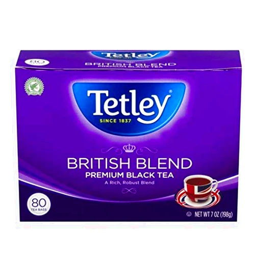 KIMBONNI Tetley British Blend Premium Black, 80-Count Tea Bags, 7 Ounce, (Pack of 2)