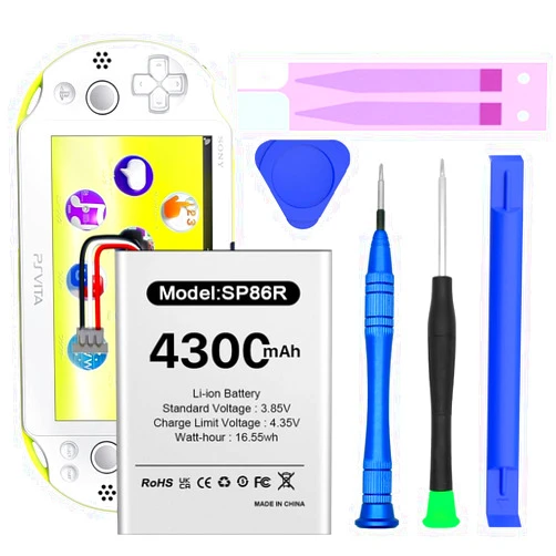 WAVYPO PS Vita SP86R 2000 Battery, 4300mAh Upgraded New 0 Cycle High Capacity Battery Replacement for PSV 2000, PCH-2000, PCH-2007 with Repair Tool Kits