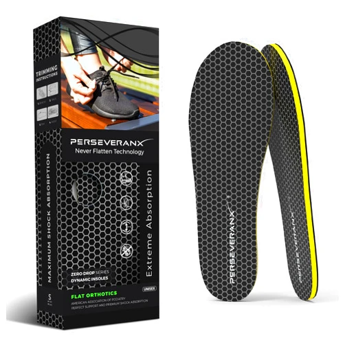 Perseveranx NASA Grade Flat Plantar Fasciitis Insoles Men & Women - Extra Shock Absorption Inserts Women & Men - Shoe Inserts Men For Construction & Delivery Purpose, Shoe Insoles Men For Foot Comfort