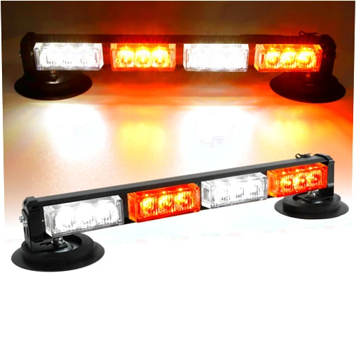 OPPBUY 14.2'' Amber White Wireless LED Rooftop Strobe Beacon Light Bar Rechargeable LED Emergency Hazard Warning Lights with Magnetic Base,17 Flashing Modes Strobe Light Bar for 12/24V Car,Truck