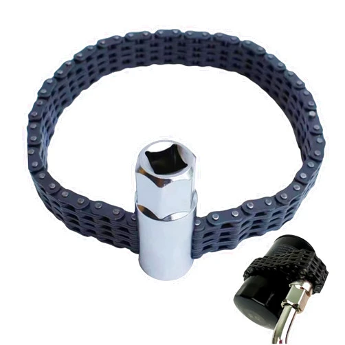 JRangelp Automotive Oil Filter Chain Wrench Adjustable Oil Fuel Filter Chain Wrench Double Chain Sleeve Type Oil Filter Wrench Pipe Fittings Tools Spanner