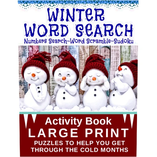 Redbird Designs LARGE PRINT PUZZLE BOOK~WORD SEARCH~WORD SCRAMBLE~NUMBER SEARCH~SUDOKU: WINTER ACTIVITY BOOK TO HELP YOU GET THROUGH THE COLD MONTHS~PUZZLE BOOK FOR ADULTS & SENIORS