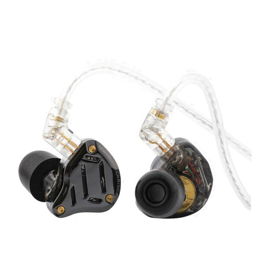 Linsoul KZ ZS10 PRO 2 In Ear Monitor IEM, 1DD+4BA Hybrid Wired Earbuds, with 4-Level Tuning Switch, 3-Way Crossover Gaming Earbuds, Silver-plated IEM Cable for Musician Audiophile (Black, Without Mic)