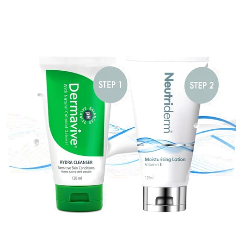 Dermavive Pre-Makeup Bundle 1 – Dermavive Hydra Cleanser 125ml + Neutriderm Moisturising Lotion 125ml