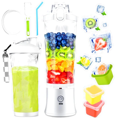 YIUOKAEI Portable Blender Personal Blender - Kitchen 21oz USB Rechargeable 4000mAh Large Battery with 6 Blades for Smoothies Shakes Baby Food and Proteins - Full-Size Appliances (White)