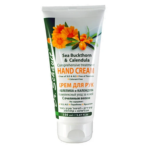 DR. SCHAVIT Hand Cream with Calendula and Sea Buckthorn - Easily Absorbing Hydrating Moisturizing Cream for Dry Sensitive Skin - Free of SLS, ALS, Parabens and Colorants