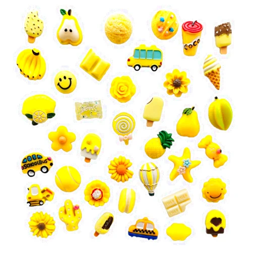 Miswee Random Styles 32 pcs Color Series Resin Fridge Magnet Set Refrigerator Magnetic Sticker whiteboard Home Kitchen Decoration Office Supplies Photo Souvenir (Yellow)