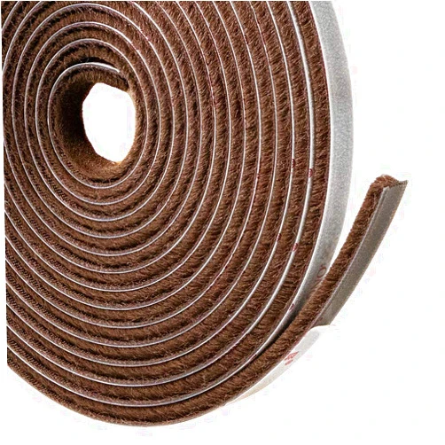 TORRAMI Brush Weather Stripping Adhesive for Window and Door 11/32 inch x 3/16 inch x 16 ft, Windproof Dustproof Energy-Efficient Weather Seal, Brown