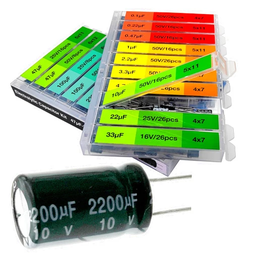 EEEEE 0.1uF－2200uF capacitors 20 Value 304pcs Individual Box Lid Electrolytic Capacitor Assortment kit for Industrial Electrical and arduino