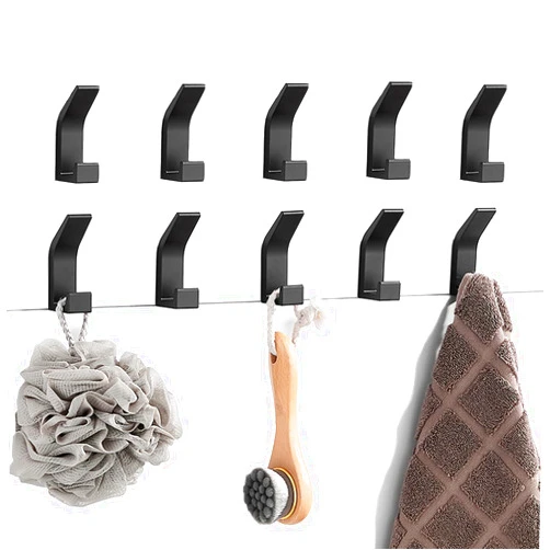Enkman Bathroom Towel Hook, 10 Packs Strong Glue Towel Coat Wall Double-Hook for Kitchen, Cabinet and Bathroom, Duty Adhesive Holder Hooks Hold 20 lbs