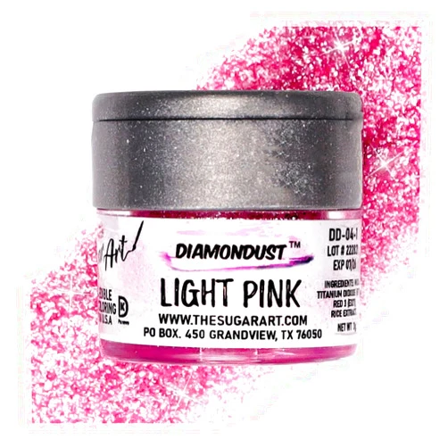 DiamonDust Light Pink Edible Glitter for Drinks, Cocktails, Cake Decorating, Strawberries, Chocolates & More | No Taste | 4g | 100% Food-Safe | Kosher, Vegan, Gluten & Nut Free | DiamonDust by The Sugar Art