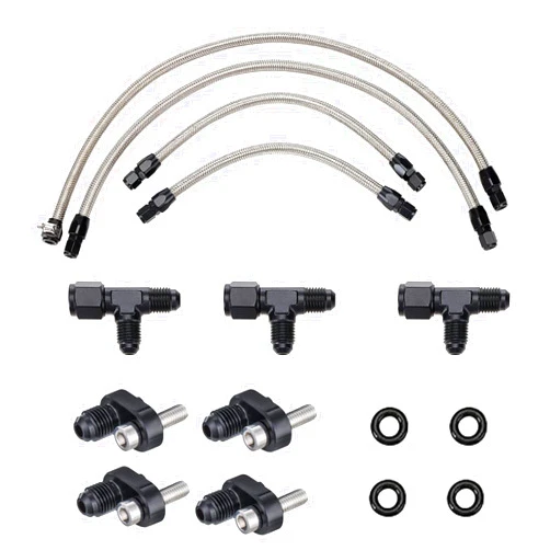 Lotcesfun AN4 Steam Vent Hose Coolant Crossover Kit for LS LSX LS1 LS2 LS6 LM7 Engine Stainless Steel Braided Kit for Front and Rear Venting Complete Coolant Crossover (4 PCS)