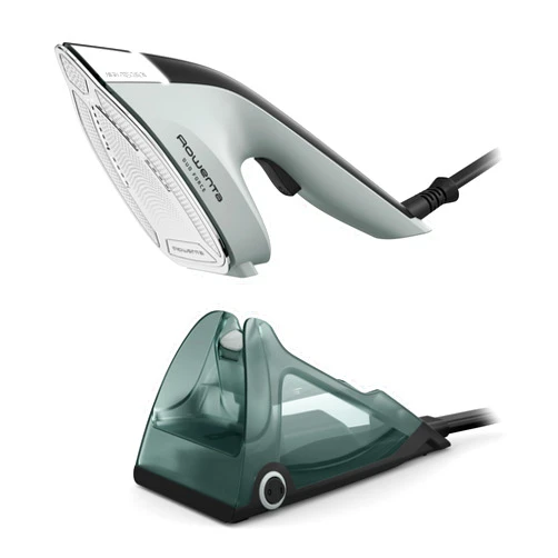 Rowenta 2-in-1 Duo Force Iron and Steamer for Clothes, 1700W Steam Iron, Stainless Steel Soleplate, Ultra-Lightweight, Detachable 13.5-oz Water Tank, Clothes Steamer, Anti-Drip, Black & Green, JR4030