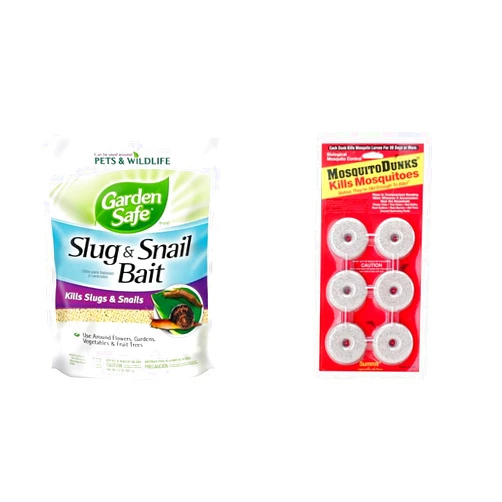 Garden Safe Slug & Snail Bait, Kills Slugs & Snails Within 3 to 6 Days, for Lawn and Garden, Can Be Used Around Pets and Wildlife, 2 lb & Summit...Responsible Solutions 110-12 Mosquito Dunks, 6-Pack