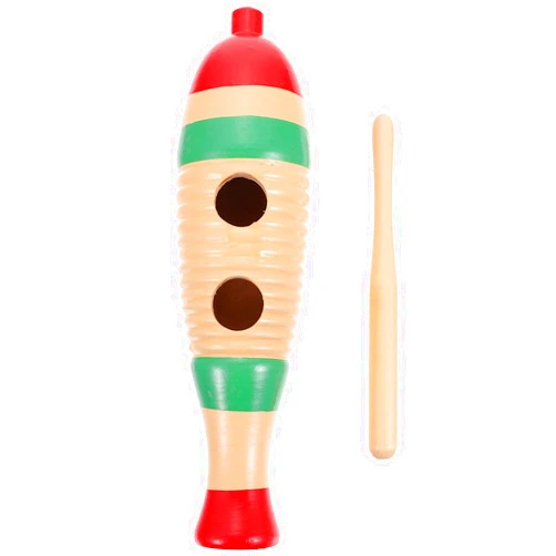 MILISTEN Wood Fish- Shaped Guiro Wooden Percussion Instrument with Mallet