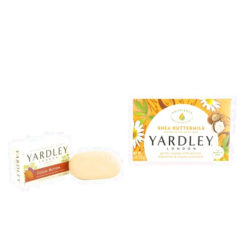 YARDLEY LONDON Nourishing Bath Soap Bars Cocoa Butter Dry Skin & Shea Buttermilk Sensitive Skin, 4.0 oz Bars