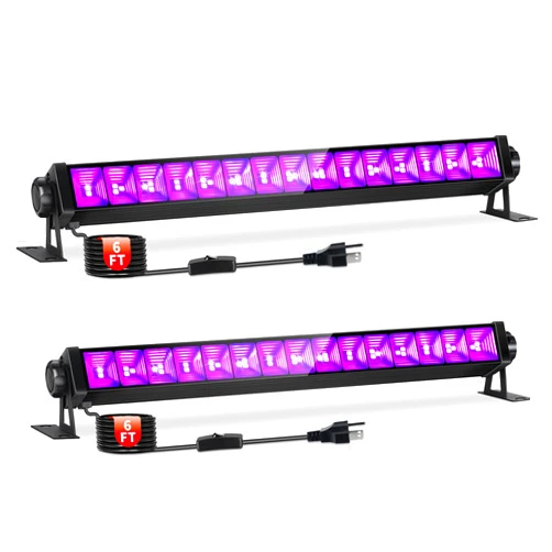 JNGMAIR 42W Black Light Bar for Glow Party, LED Black Lights with 6ft Cord, Plug, and Switch, Blacklight Bar for Glow in The Dark Party Supplies, Stage Lighting, Neon Party, Halloween Decorations, 2 Pack