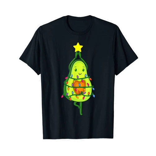 Christmas Vegan Avocado Pjs Pajamas Avocado Christmas Tree Lights Xmas Vegetarian Costume T-Shirt