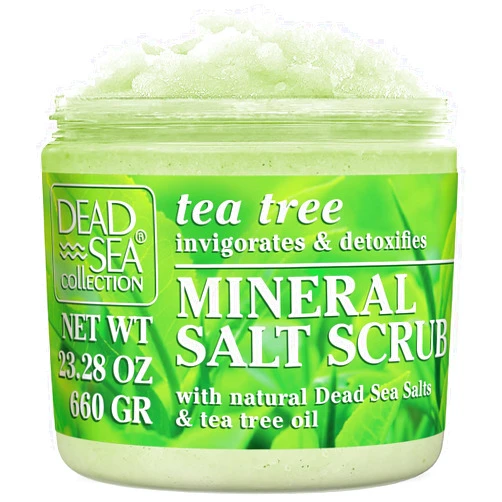 Dead Sea Collection Tea Tree Salt Scrub – Exfoliating Body Scrub for Women – Moisturizing and Nourishing Skin – with Pure Oils and Dead Sea Minerals (23.28 Oz)