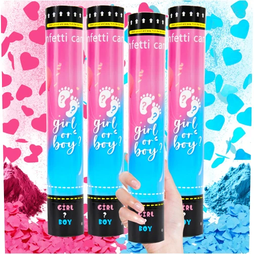 Crisky Gender Reveal Confetti Powder Cannon 4 Pack Mixed (2 Blue 2 Pink) Gender Reveal Party Confetti Popper with Tissue Safe Powder Party Favor Supplies