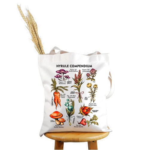 PWHAOO Game Inspired Gift Hyrule Flora Tote Bag Plant Lover Handbag Game Player Merch