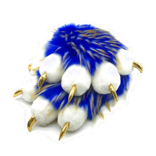 Furryvalley Fursuit Paws Furry Partial Cosplay Fluffy Claw Gloves Costume Lion Bear Props for Kids Adults (Blue)