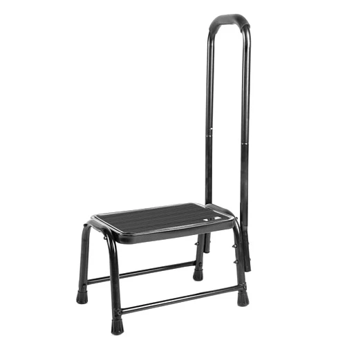 Leekpai Step Stool with Handle for Adults，Seniors Heavy Duty Holds 350 lbs.Stepping Stool for Elderly Adults, Attractive Black for Kitchen