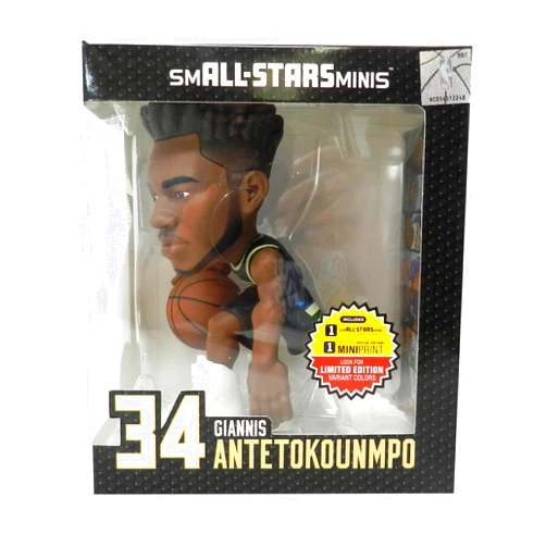 Exite NBA Small-Stars - Giannis Antetokounmpo 2022 Bucks - Black 34# Jersey 6inch Collectible Figurine & Special Edition Mini Print
