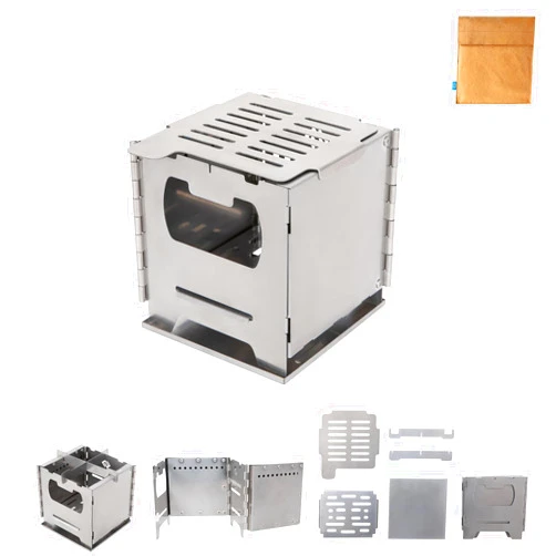 COOK'N'ESCAPE Camping Wood Burning Stove, Folding Lightweight Titanium Camping Stove, Portable Backpacking Stove for Outdoor Camping Hiking Backpacking Picnic Hunting BBQ
