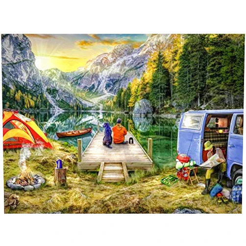 Ravensburger Calm Campsite Great Outdoors Puzzle - 300 Piece Jigsaw for Kids and Adults | Unique Shape Pieces | Anti-Glare Surface for Ages 9 and Up