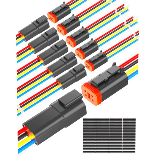 NAOEVO 4 Pin DT Connectors Waterproof, 4 Wire Connector 16 AWG Automotive Electrical Connector, 4 Pin Connectors Male And Female Wire With Heat Shrink Tubing For Car Truck Boat, 6 Kits