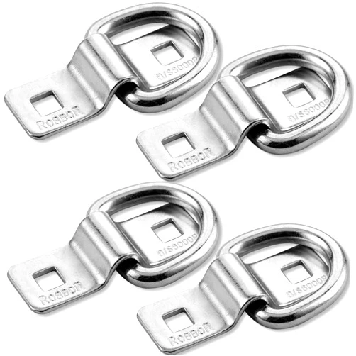 Robbor D Ring,Tie Down Anchor 4 Pk Robbor Surface Mount Tie Down Ring Heavy Duty 6000 Pound Breaking Strength Super Strong Forged Steel for Trailer Cargo Control, Tying Down Motor bikers,ATV's