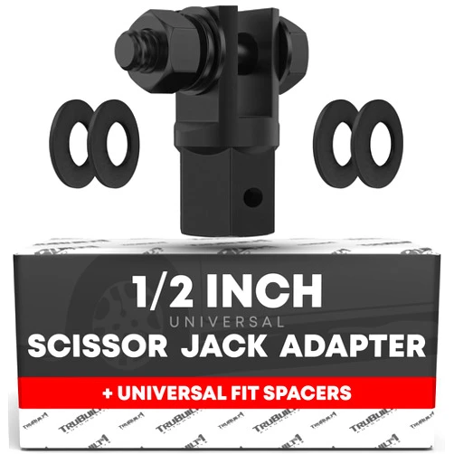 TRUBUILT1 AUTOMOTIVE 1/2'' Scissor Jack Adapter - Universal Design for Standard Drive Sockets & 13/16 Inch Lug Wrench - Compatible with Automotive Jacks, RVs, and Trailers - Chrome Vanadium Construction - OEM Quality