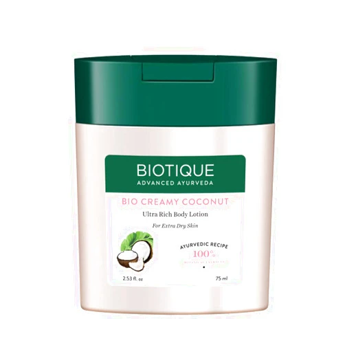 Biotique Bio Creamy Coconut Ultra Rich Body Lotion for Extra Dry Skin, 75ml