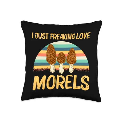 Funny Morel Gift Penny Bun Vegetable Fan Clothing Cute Design for Men Women Morel Mushroom Fungi Hunter Throw Pillow, 16x16, Multicolor