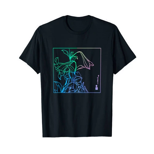 The Art of Print by MCMA - Digitally Enhanced Art Lilies Japanese Art Print Hokusai Woodblock Japanese Art Tee T-Shirt
