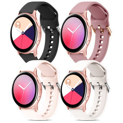 Meliya 4 Pack Bands Compatible with Samsung Galaxy Watch Active 2 Bands 40mm 44mm, 20mm Soft Silicone Sport Replacement Strap for Galaxy Watch Active Band Women Men
