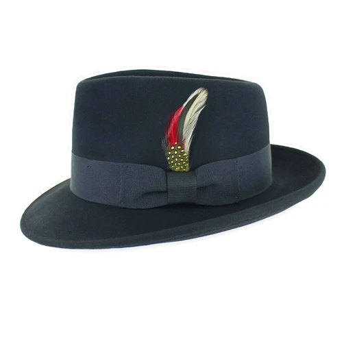 Hats in the Belfry Belfry Gangster 100% Wool Stain Resistant Crushable Dress Fedora in Black Grey Navy Brown Pecan