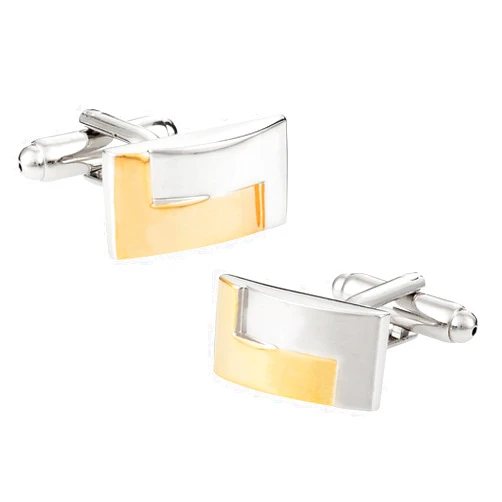 Cuff-Daddy Designer Two-Tone Gold Silver Matte Cufflinks with Presentation Box