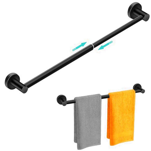 MGahyi Towel Racks for Bathroom-Adjustable Towel Holder(13.18inch-24inch) Sturdy and Rustproof Towel Bar Wall Mounted, Single Towel Bar Rod for Bathroom Accessories(1Pack,Black)