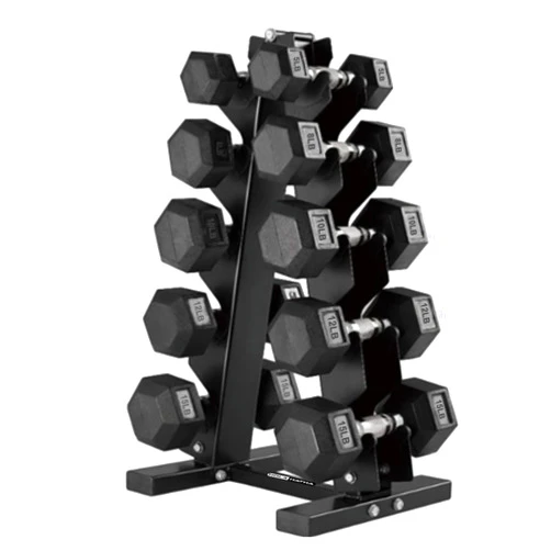 HolaHatha Hexagonal Dumbbell Free Hand Weight Set w/Rack