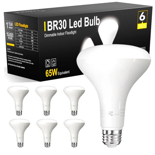 TJOY 6 Pack BR30 Led Bulb 65W Equivalent, Dimmable LED Flood Light Indoor, E26 Base, 5000K Daylight, 9W, 800 LM, Recessed Lighting Bulbs for Ceiling, Recessed Can, Living Room and Kitchen